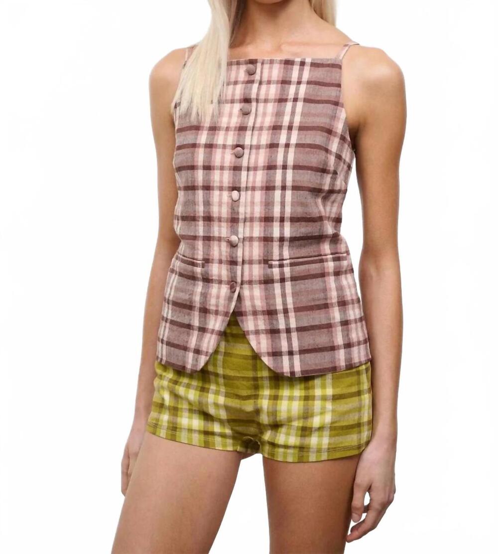 NEW STAUD una vest style top in tuscany plaid